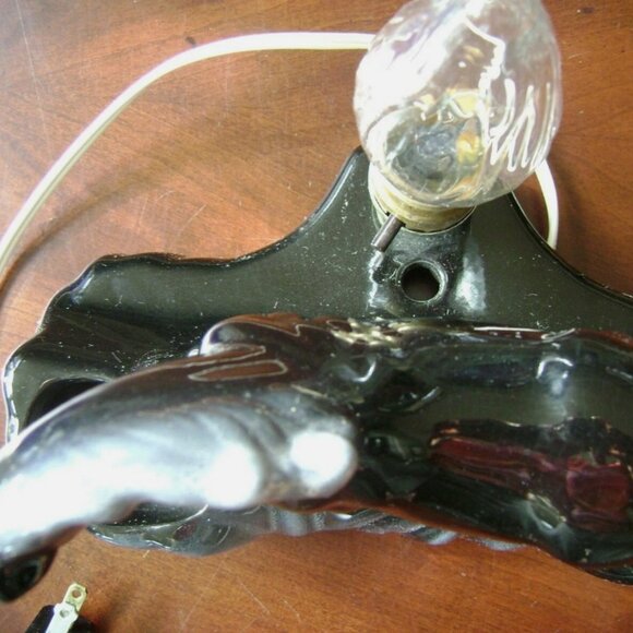 Vintage MCM 1950s Black Gray Horse Planter Accent TV Table Lamp - Picture 6 of 11